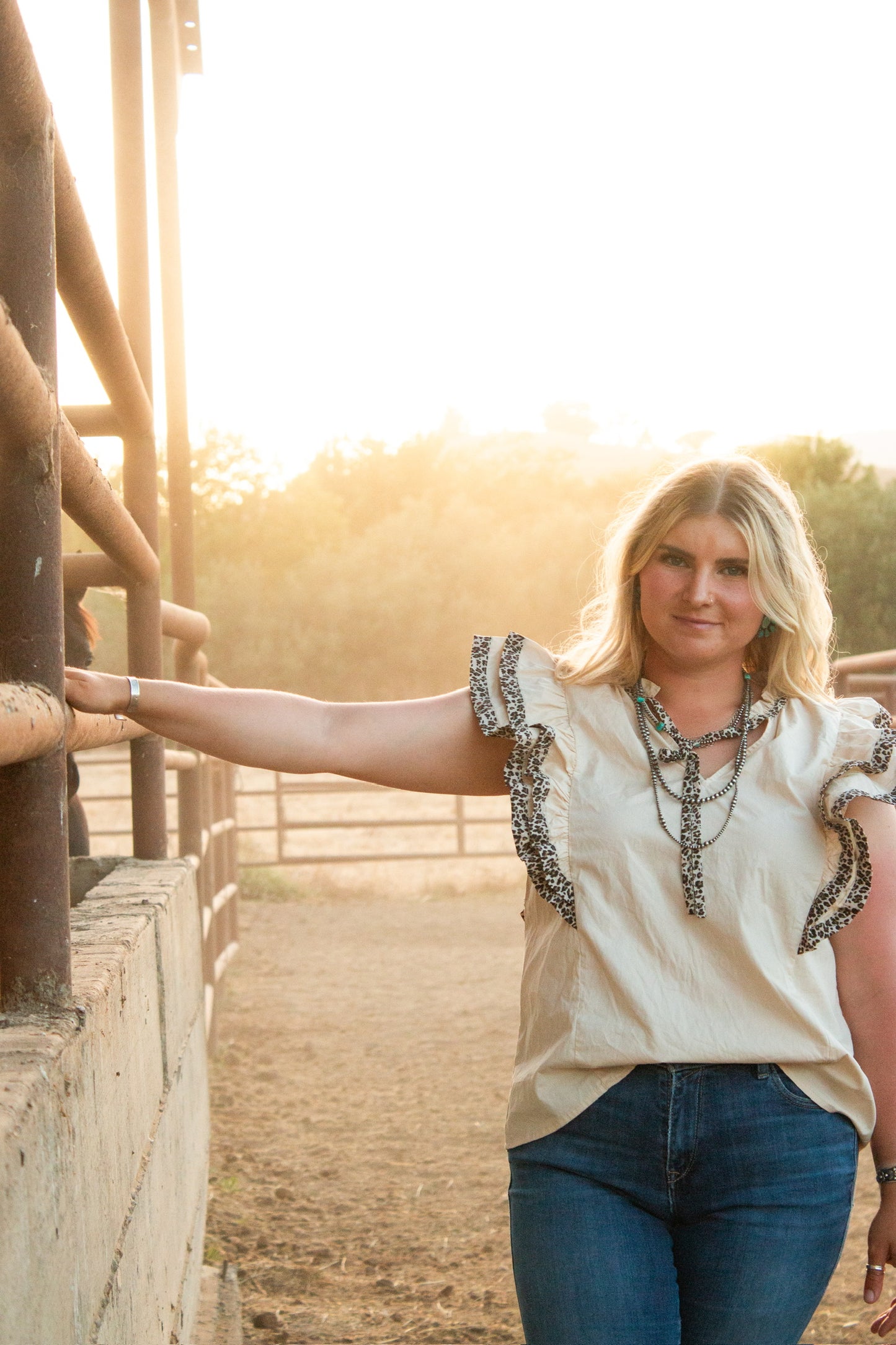 Leopard Trim Blouse