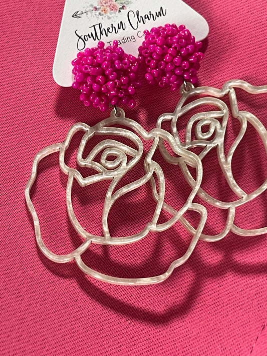Acrylic Rose Earrings