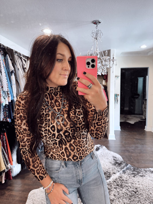 Leopard Mesh Top