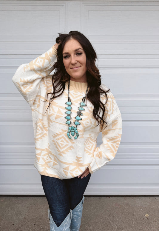 Cream Aztec Sweater