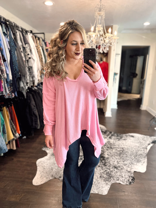 Pink Exposed Seam Sweater