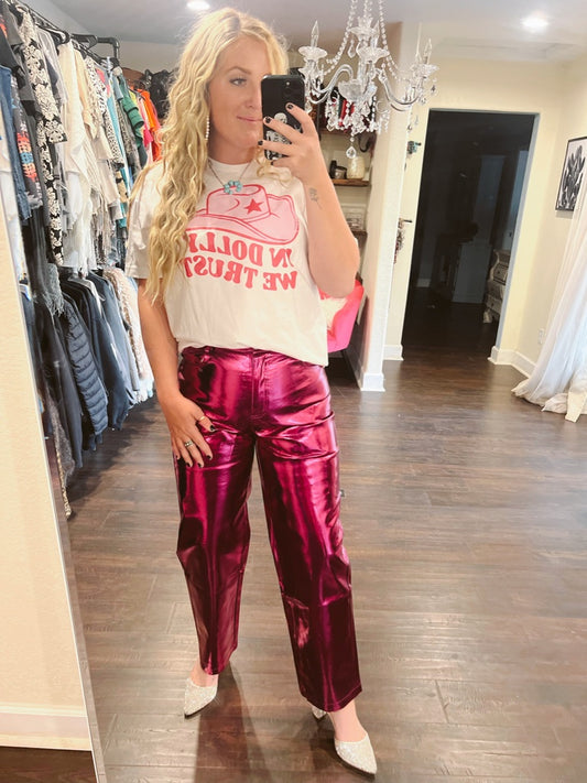 Metallic Trouser - Magenta