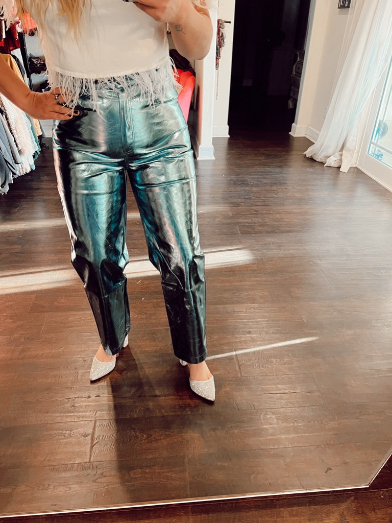 Metallic Trouser Ice Blue