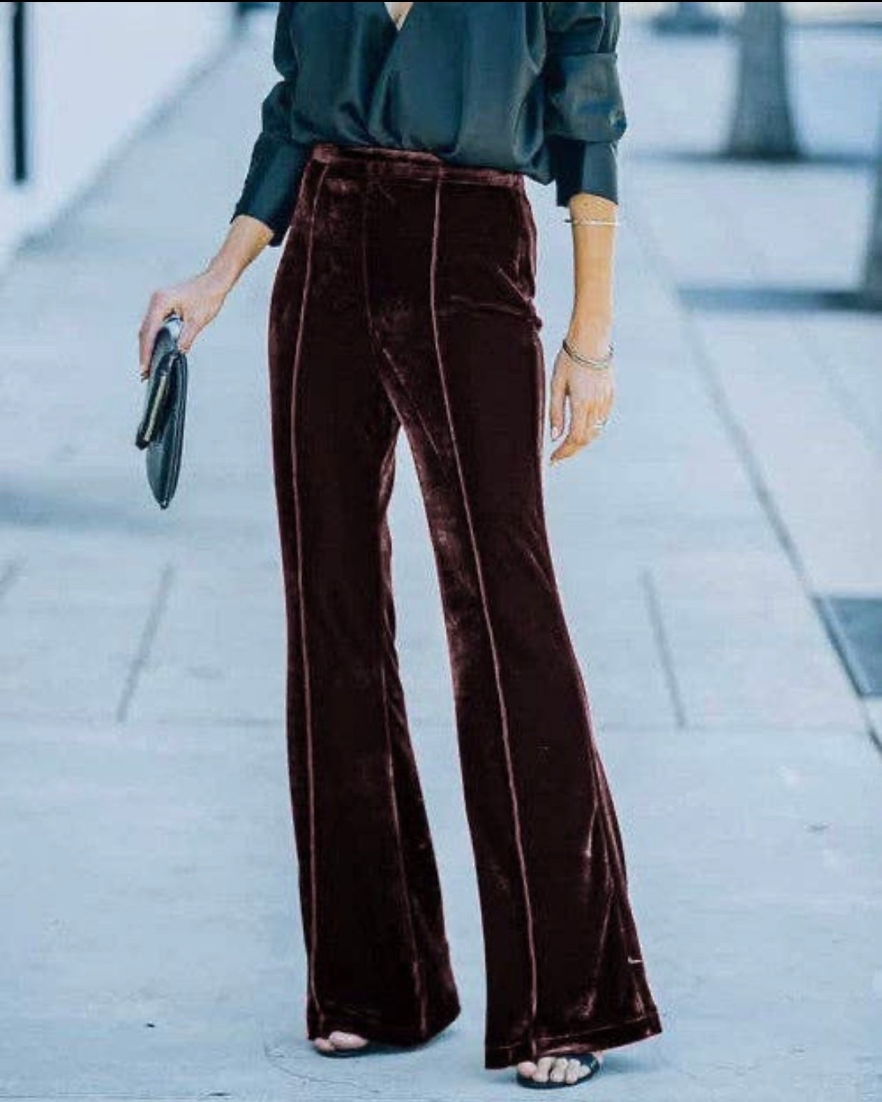 Velvet Front Seam Pants