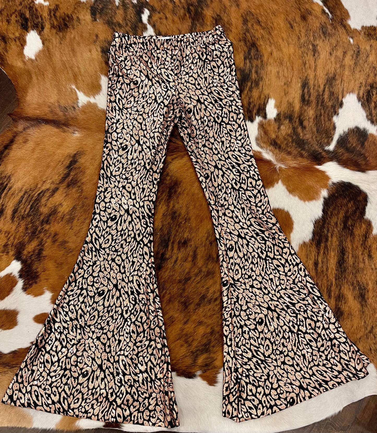 Foil Cheetah Bell Bottoms